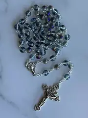 AB Purple Crystal Glass Bead Silver Holy Rosary for Catholic Church Pray Gift