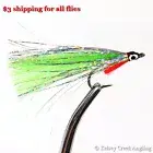 6-Pack Bass Streamer Saltwater Fly, Green & White