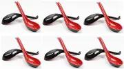 JapanBargain 4623x12, Lot of 12 Soup Spoons Asian Japanese Chinese Wonton Soba Rice Pho Ramen Noodle Soup Spoons with Hook, Black/Red
