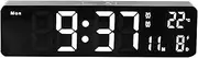 Lancoon Digital Wall Clock, 10 Inch LED Big Display with Adjustable Brightness Dual Alarms Thermometers Calendar Silent Plug in for Living Room Study Room Office