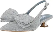 [EVOL] Evor Women's Pumps, Removable Ribbon Back Band Pumps, Silver, 9.4 inches (24.0 cm), Silver, 24.0 cm