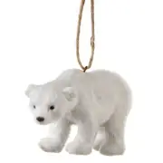 Furry Polar Bear Ornament