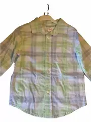 CAT and JACK Boys Size XS 4 - 5 Shirt Top NEW Plaid Long Sleeve Button Up Front