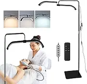 Lash Light for Eyelash Extensions, 26in Half Moon LED Floor Light, Dimmable LED Lash Lamp with Phone Holder, Temperature & Brightness Adjustable, Esthetician Light for Nail Tech, Tattoo,Beauty
