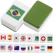 HOMOBABE 48pc Flag Mahjong Tiles Set Tile Game for Adults Boys and Girls Majong Set National Flag Design Majiang Party Supplies