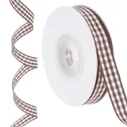 10 Yards x 0.4" Plaid Ribbon, Light Brown and White Gingham Ribbon Wrapping