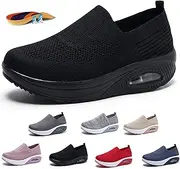 [RiceelSor] Women Mesh Air Cushion Orthopedic Diabetic Walking Shoes Slip-on Platform Sneakers Breathable Lightweight with Arch Support Wedge Rocker Shoes