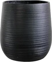 Olly & Rose Charcoal Black Home Decor Patterned Ceramic Plant Pot - XL Indoor and Outdoor Garden Planter - Decorative Flower Pots (H 50cm D 45cm)