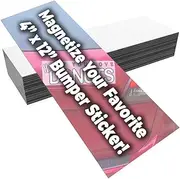 Fun Make-Your-Own 4x12in Magnetic Sheets 10pk. Blank White Magnet Strips for Strong Flexible Bumper Sticker Decals, Holiday Photos or Art. Decorate Personalized DIY Projects for Fridge, Car or Office