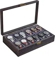 ProCase Wooden Watch Box for Men, 12 Slot Watch Display Case Mens Watch Box Organizer, Wood Watch Storage Watch Cases for Men Women Watch Holder Organizer -Espresso