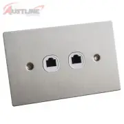RJ12 Phone 2Port Flat Brushed Stainless Steel Wall Plate RJ11 Cat3 Telephone Mw2