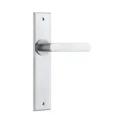 Iver Osaka Door Lever Handle on Chamfered Backplate Brushed Chrome
