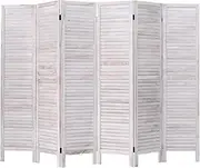 Giantex 6 Panel Screen Room Divider, 170 CM Tall Freestanding Folding Screen for More Privacy Space, Solid Wood Material, Louver Appearance, Wooden Privacy Screen Great for Home Office Partition