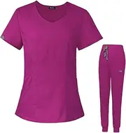 [ａ aternee] Women Uniform Scrub Set,Nursing Workwear,Top and Pant,for Nursing Massaging