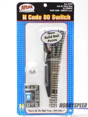 ATLAS N SCALE CODE 80 RIGHT HAND #6 REMOTE TURNOUT nickel silver ATL2705 NEW