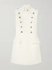 [MCQUEEN] MCQUEEN - Wool-twill Mini Dress - Off-white - IT42 IT 42 Off-white