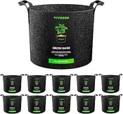 VIVOSUN 10-Pack 10 Gallon Grow Bags, Reinforced Planter Fabric Pots for Gardening Black