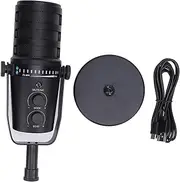 Professional USB XLR Gaming Mic with Stand, Dynamic Microphone for Live Recording Karaoke, Multi Function Knob Adjustable Metal Bracket, Ideal for Live Gaming, Singing,