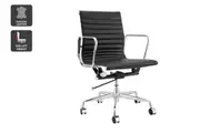 Matt Blatt Eames Premium Replica Low Back Office Chair Genuine Leather (Black/Chrome)