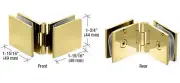 CRL ADJSQ180BR Polished Brass Adjustable Square Glass to Glass Clamp