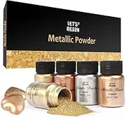 LET'S RESIN Metallic Pigment Powder, 5 Colors Fine Resin Pigment Powder, Each Bottle 20ml Shimmer Resin Color Pigment for Epoxy Resin Coloring, Polymer Clay and Other Crafts
