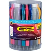 Pilot Inspiration G2 Gel Pens, 0.7 mm, Clear Barrels, Assorted Ink, 36PK