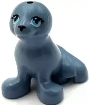 Lego New Sand Blue Seal Animal with Black Nose and Medium Azure Eyes Pattern