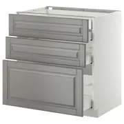 METOD base cb 3 frnts/2 low/1 md/1 hi drw, white Maximera/Bodbyn grey, 80x60x80 cm