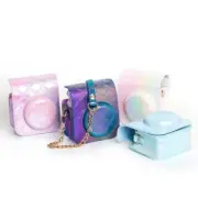 Embroidered Case for Mini12 Instants Camera PU Leather Bag with Shoulder Straps
