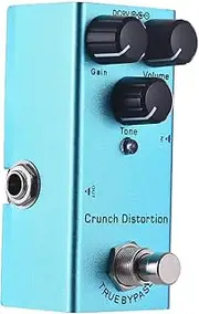 HUIOP Guitar Crunch Distortion Effects Pedal Gain/Volume/Tone Controls Knob DC 9V 6.35mm Input/Output Interface Electric Guitar Crunch Distortion Effector with True Bypass