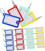 Homoyoyo 20pcs Plastic Key Tags with Numbered Identification Labels Writable Keychain Tags for Travel Office Home Use Easy Item Recognition Prevents Mixups Multipurpose Key Label