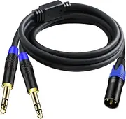 Seefeful (1PACK-10ft) Dual 6.35mm 1/4 Inch to XLR Microphone Cable, 6.35mm Male to XLR Audio Y Splitter Patch Cord, 3-Pin to Dual 1/4'' (6.35mm) TRS Male Converter Adapter Cable