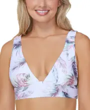 Bikini Swim Top Reversible Island Print Gingham Check Juniors XL RAISINS $46 NWT