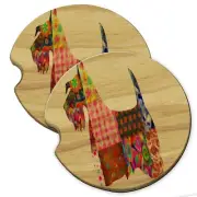 Scottish Terrier Pattern Wood Car Coaster Gift Set fit Car & Truck Cup Holder
