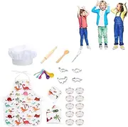 Children's Baking Set,Kids Baking Set with Dinosaur Apron and Chef Hat | Kids Cooking and Baking Set for The Kitchen, Kids Baking Set for Girls & Boys, Ages 3+