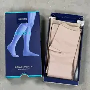 NEW Sigvaris Ulcer X Men's M Plus Long Compression Socks Open Toe Beige 81075