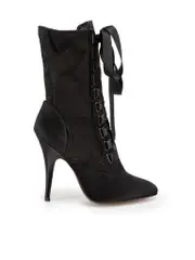 Black Satin Lace Up Boots