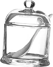 PRETYZOOM Glass Storage Jar with Spoon Premium Glass Condiment Box for Salt Pepper and Seasonings for Kitchen Organization and Dining Decor