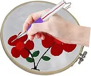 SEWACC 1 Set 9pcs DIY Embroidery Pen with Punch Needle Pens and Threading Steel Wires Comfortable Handle for Easy Needlework and Felting Projects for Crafting and Knitting