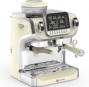 Mcilpoog Espresso Machine with Milk Frother，Semi Automatic Coffee Machine with Grinder,Easy To Use Espresso Coffee Maker with 6 inch Large Screen,15 Bar Pressure Pump,PID Temperature Control.（TC520）