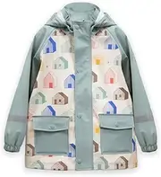 [7 A.M.] 7AM Rain Jacket for Kids - Waterproof Unisex Children's Coat with Removable Hood, Quick Drying and Stylish, Funny Prints | Rainwear Collection
