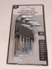 ALLEN WRENCH KEY SET, 9pc Multiple Sizes NEW