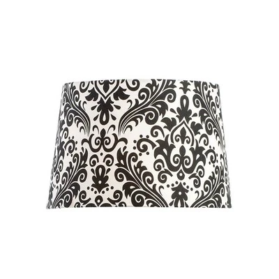 Aladdin Oil Lamp Shade 12 in Base Fitter Lampshade, Black and White Damask Cloth