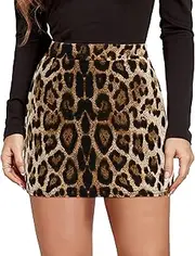 [AIEOE] Leopard Skirt Sexy with Trousers Underneath Short Women's Pencil Skirt Y2k Elegant Cocktail Party Size S-XL, Leopard Print, S