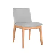 Wilson Leather Dining Chair - Grey/Timber