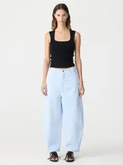 Cotton Twill Barrel Leg Pant