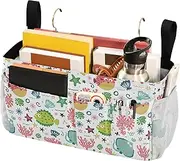 Caihoyu Bedside Organizer Caddy Bedside Storage Bag With Pockets Hanging Organizer for Remotes Phone,College Dorm,Camp,Baby Bed Rails Lovely Marine Life Hawaiian Fish