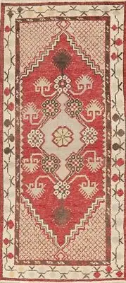 Geometric Anatolian Turkish Area Rug Tribal Wool Handmade Oriental Carpet 3x6 ft