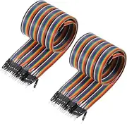 uxcell 2Pcs Flat Ribbon Cable 2.54mm Pitch 40 Pin Male to Female Rainbow IDC Flat Ribbon Wire Connector 50cm Length Wires