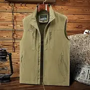 Men's Hiking Vest Sleeveless Vest Outdoor Comfortable Winter Multiple Pockets Polyester Black Army Green Red Hunting Fishing Climbing
